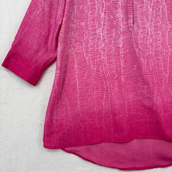 Soft Surroundings Blouse Top Womens Size L Pink Ombre Hi Low Tunic 3/4 Sleeve - Picture 5 of 11